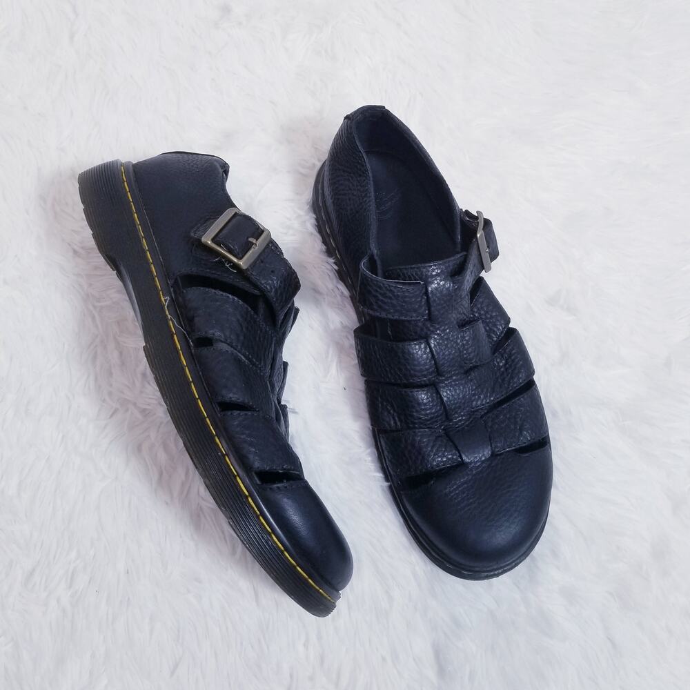 Dr. Martens Fenton Unisex Black Leather Sandals